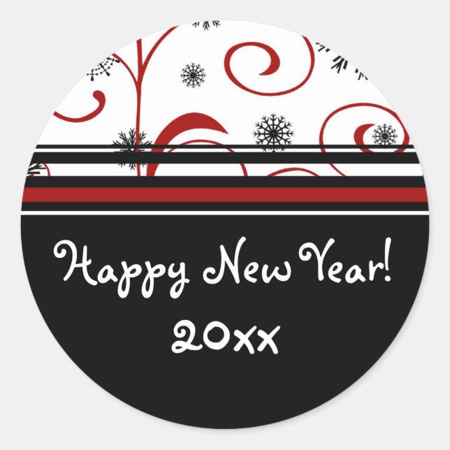 Snow & Wirbel frohe New Year Stickers (Vorderseite)