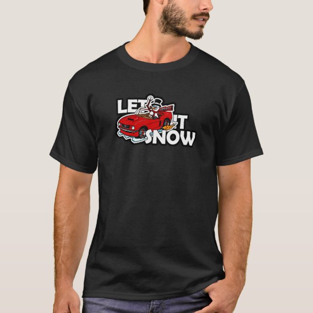 Snowan fährt einen Sportwagen | Schnee lassen T-Shirt (Vorderseite)