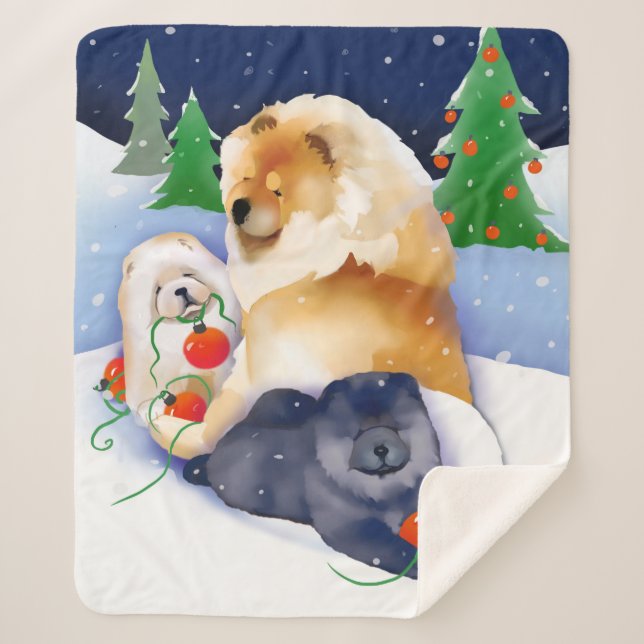 SNOWBABIES Chow 2020 Holiday SHERPA Decke Sherpadecke (Vorderseite)