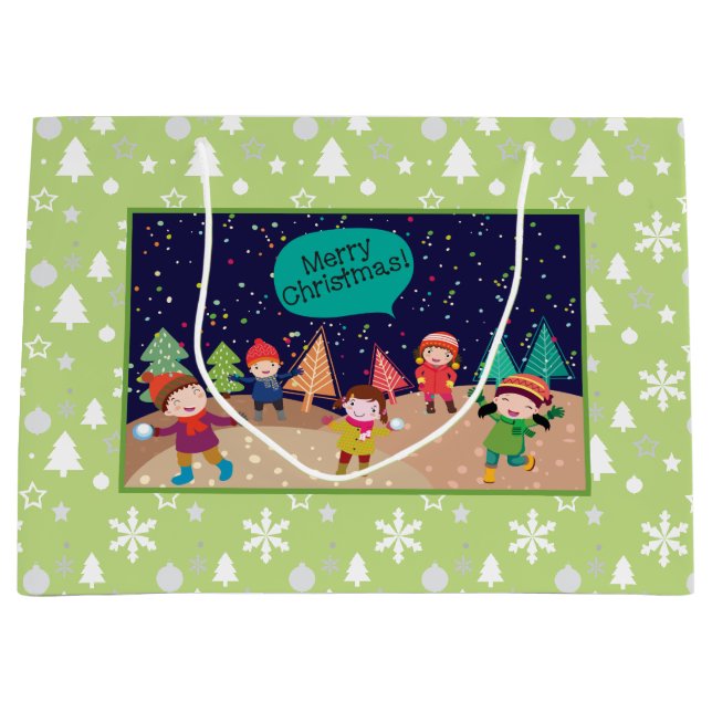 Snowball Fight Geschenktasche Große Geschenktüte (Vorderseite)