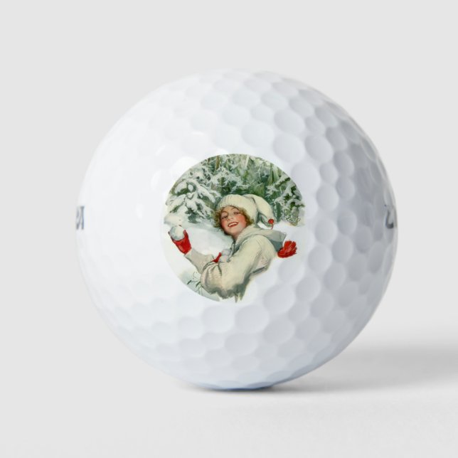 Snowball Fight (von Harrison Fisher) Golfball (Vorderseite)
