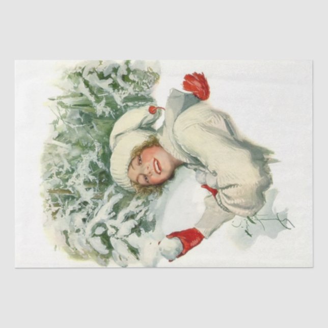 Snowball Fight (von Harrison Fisher) Seidenpapier (Vorderseite)
