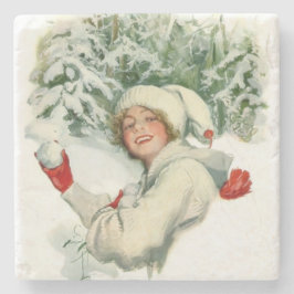 Snowball Fight (von Harrison Fisher) Steinuntersetzer