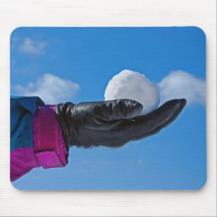 snowball in glove hand mousepad
