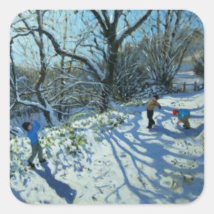 Snowball-Kampf Derbyshire Quadratischer Aufkleber