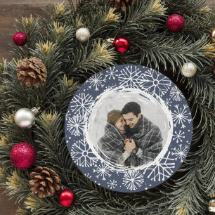Snowball Round Holiday Foto Card Nacht Feiertagskarte