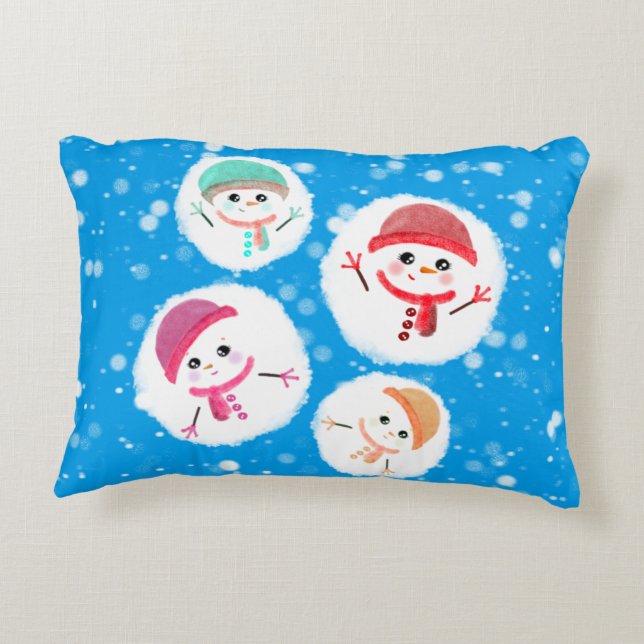Snowball und Snowman Blue 2 Dekokissen (Rückseite)