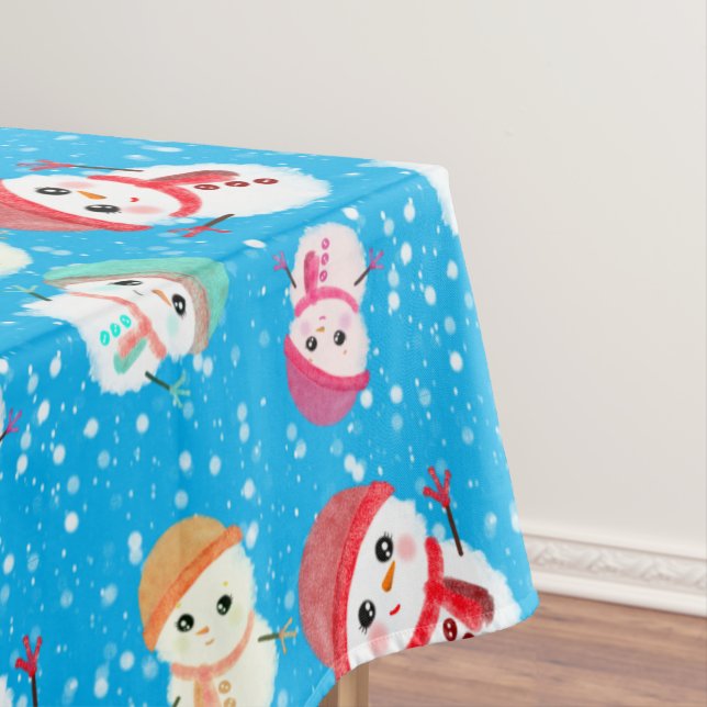 Snowball und Snowman Blue 2 Tischdecke (Beispiel)