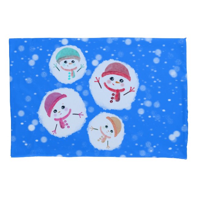 Snowball und Snowman Blue 3 Kissenbezug (Vorderseite)