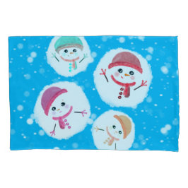 Snowball und Snowman Blue Kissenbezug