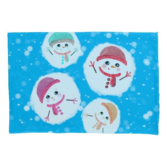 Snowball und Snowman Blue Kissenbezug (Vorderseite)