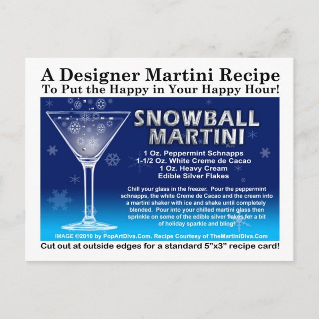 Snowball Weihnachten Martini Rezept Postkarte (Vorderseite)