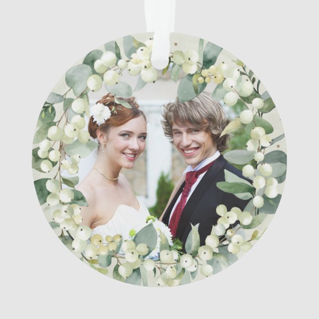 Snowberries - Unser Erster Weihnachtsmann & Foto Ornament (Rückseite)