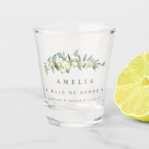 Snowberry & Eukalyptus Personalisierte Hochzeitsfe Schnapsglas