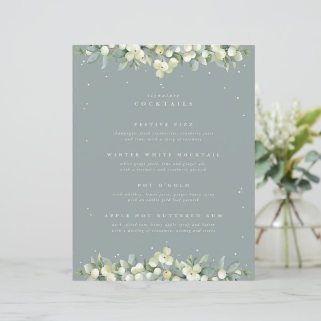 Snowberry + Eukalyptus Wedding Drinks/Bar (Stehend Vorderseite)