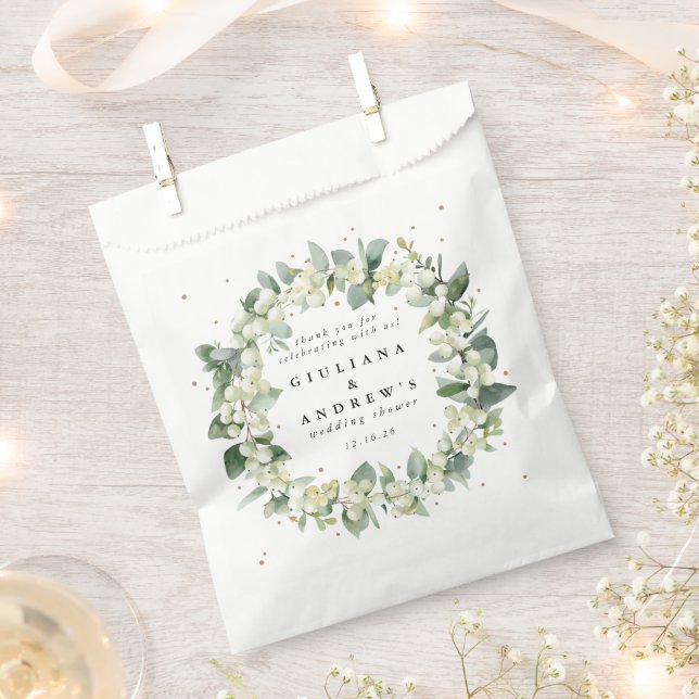 Snowberry+Eukalyptus Winter Wedding Shower Geschenktütchen (Ausgeschnitten)