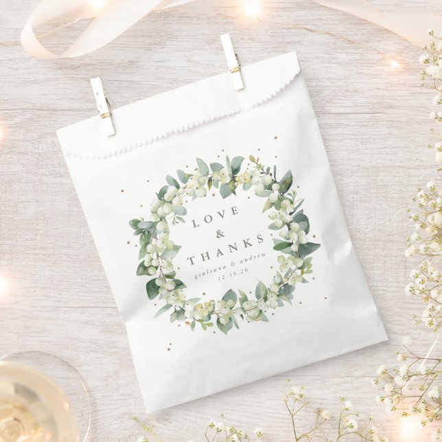 Snowberry+Eukalyptus Winterhochzeit Geschenktütchen (Ausgeschnitten)