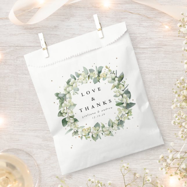 Snowberry+Eukalyptus Winterhochzeit Geschenktütchen (Ausgeschnitten)