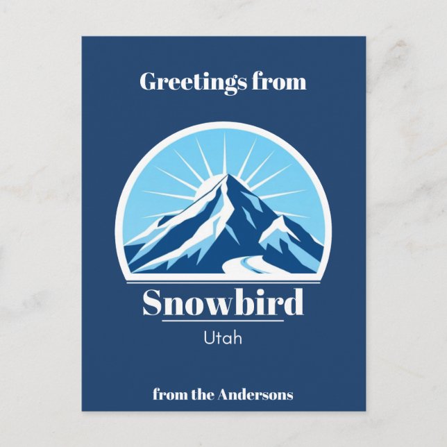 Snowbird Utah Skiurlaub Blau Postkarte (Vorderseite)