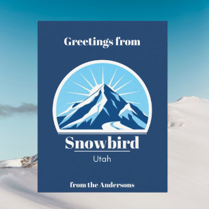 Snowbird Utah Skiurlaub blau Postkarte