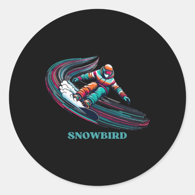 Snowbird Utah Snowboarden Runder Aufkleber (Vorderseite)