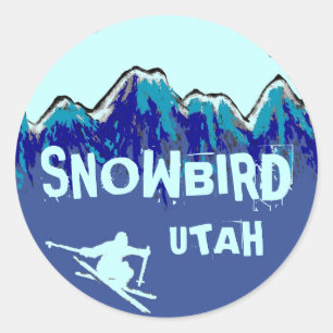 Snowbird Utah thème bleu snowboarders autocollants