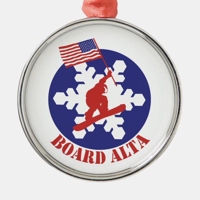 Snowboard Alta Silbernes Ornament (Vorne)