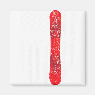 Snowboard American Flag Patriotic Winter Sports Sn Magnet