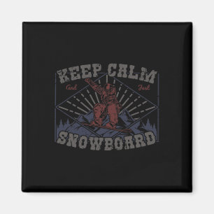 Snowboard Behaltend Ruhe Vintag Retro Snowboarden Magnet