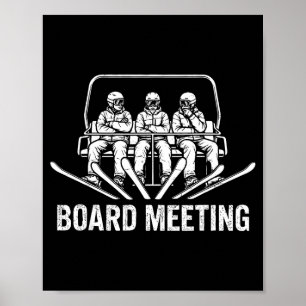 Snowboard Brett Meeting Ski Lift Skifahrer Winter Poster