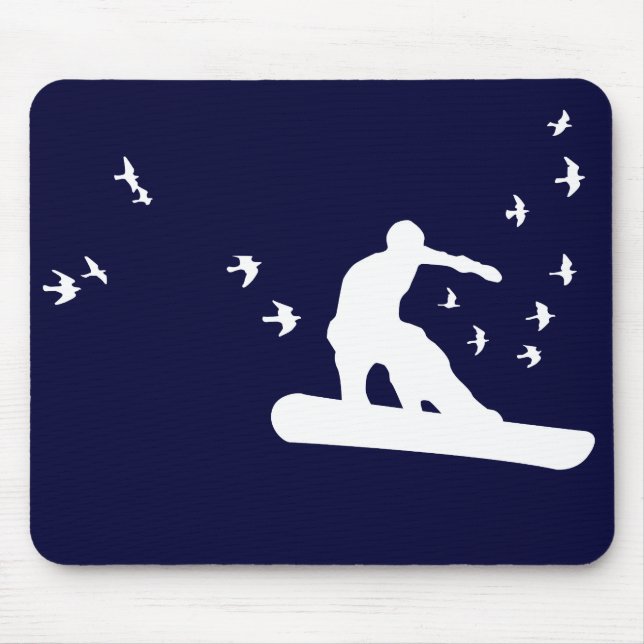 Snowboard. Brett mit Vögeln. Mousepad (Vorne)
