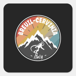 Snowboard Breuil-Cervinia Italien Quadratischer Aufkleber