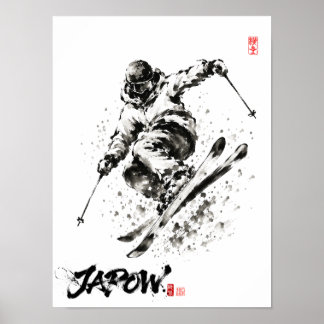 Snowboard Brush Art - Skier light Poster