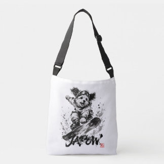 Snowboard Brush Art - Snowboarder Dog Tragetaschen Mit Langen Trägern