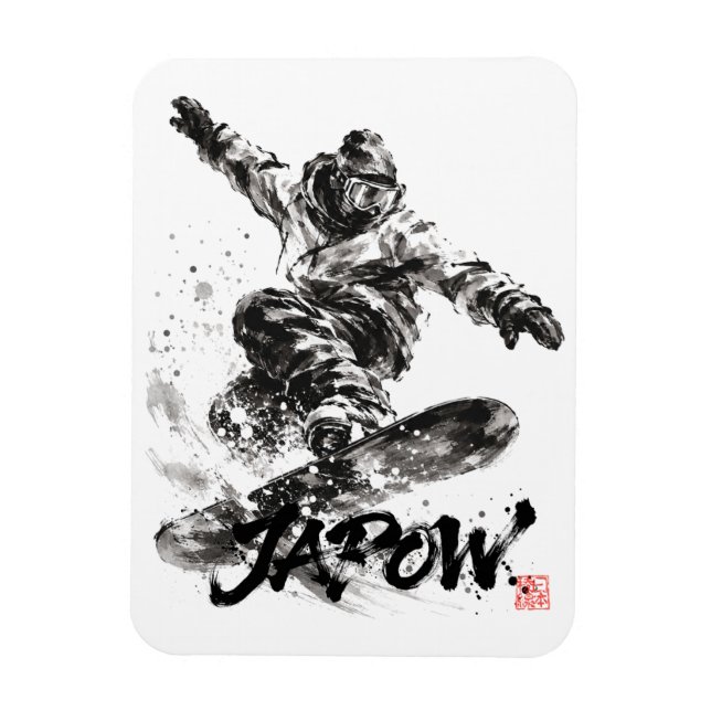 Snowboard Brush Art - Snowboarder Light Magnet (Vertikal)