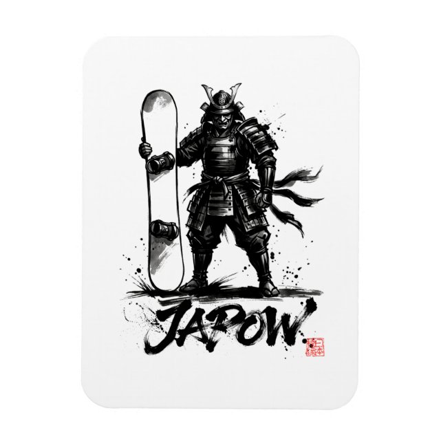 Snowboard Brush Art - Standing Samurai snowboard  Magnet (Vertikal)