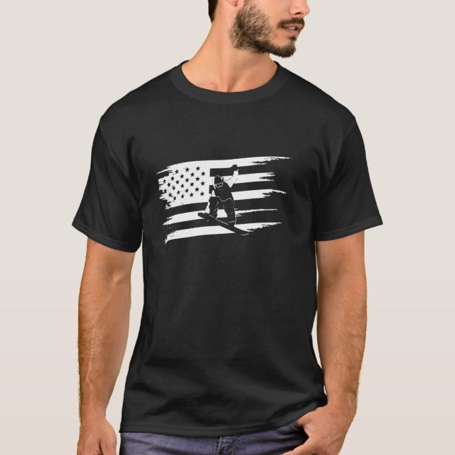 Snowboard Clothing for Snowboarders American Flag  T-Shirt (Vorderseite)