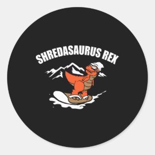 Snowboard-Dinosaur Lustiges Snowboard-Geschenk für Runder Aufkleber