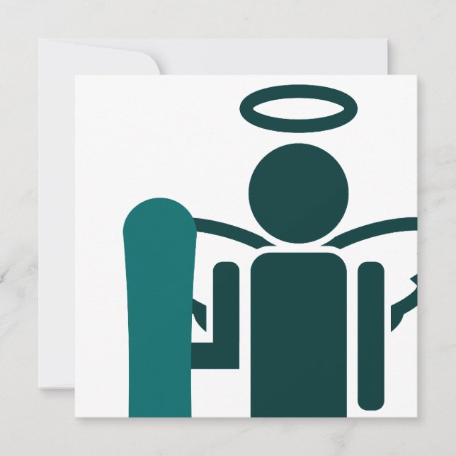 Snowboard-Engel Einladung (Vorderseite)