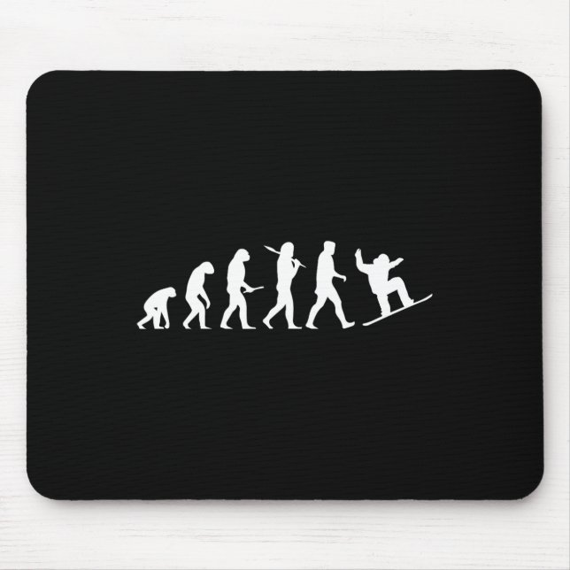 Snowboard Evolution Geschenk von Cavemen bis Snowb Mousepad (Vorne)