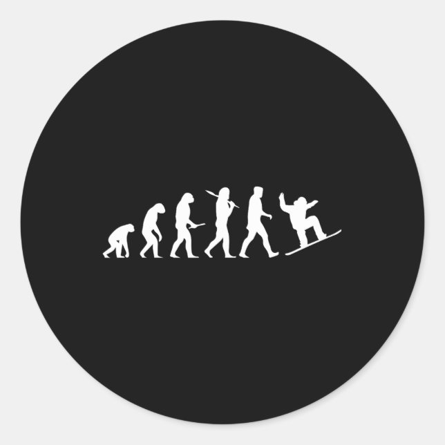 Snowboard Evolution Geschenk von Cavemen bis Snowb Runder Aufkleber (Vorderseite)
