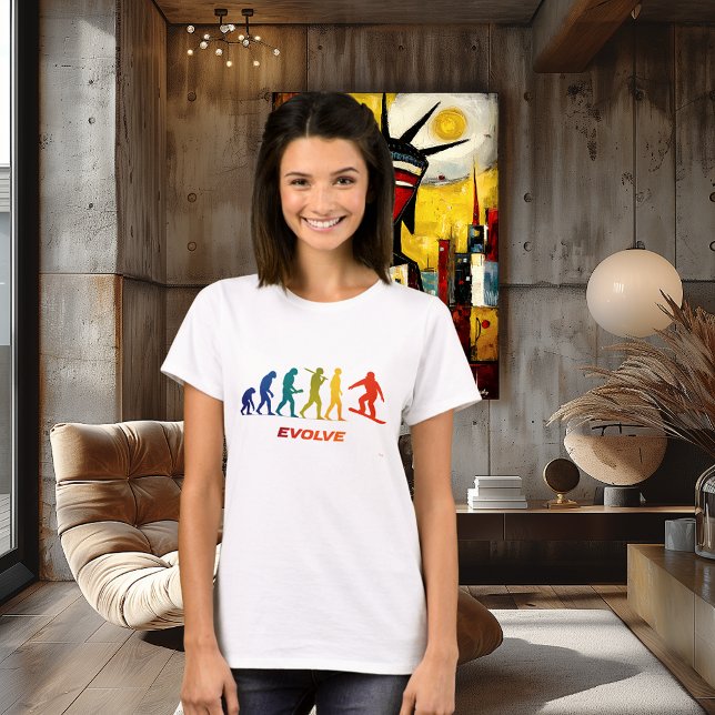 Snowboard Evolution Silhouette Jump Design T-Shirt (Von Creator hochgeladen)