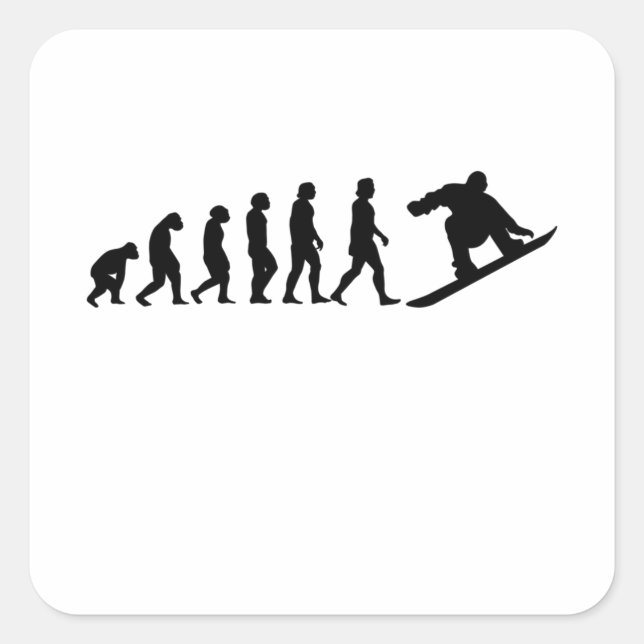 Snowboard Evolution Snowboarding Gift Quadratischer Aufkleber (Vorderseite)