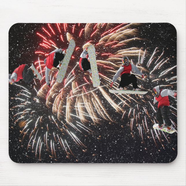 Snowboard-Feuerwerke Mousepad (Vorne)