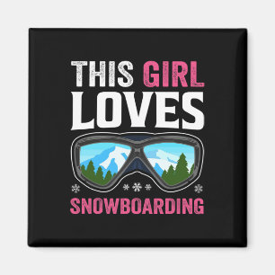Snowboard Girl Snowboarden Wintergebirge Schnee Magnet