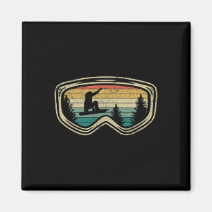 Snowboard Googles Big Air Silhouette Retro Bäume Magnet