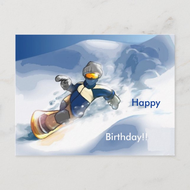 Snowboard-Happy, Geburtstag!! Postkarte (Vorderseite)