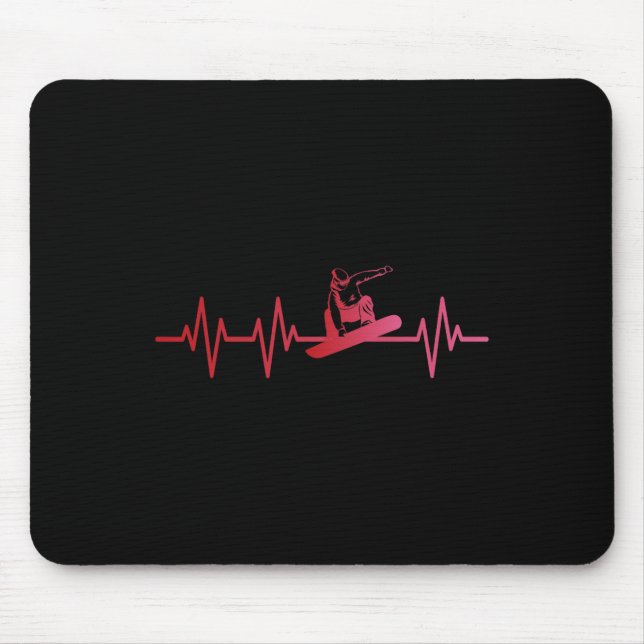 Snowboard Heartbeat 80er 90er Retro Winter Snowboa Mousepad (Vorne)
