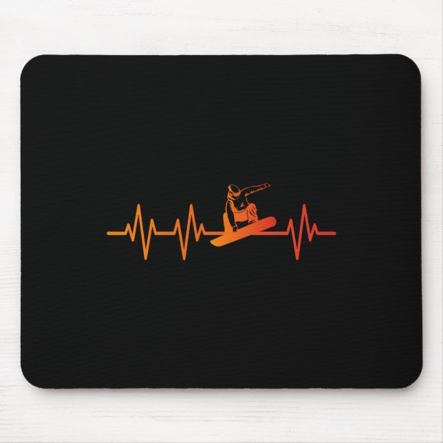 Snowboard Heartbeat 80er 90er Retro Winter Snowboa Mousepad (Vorne)
