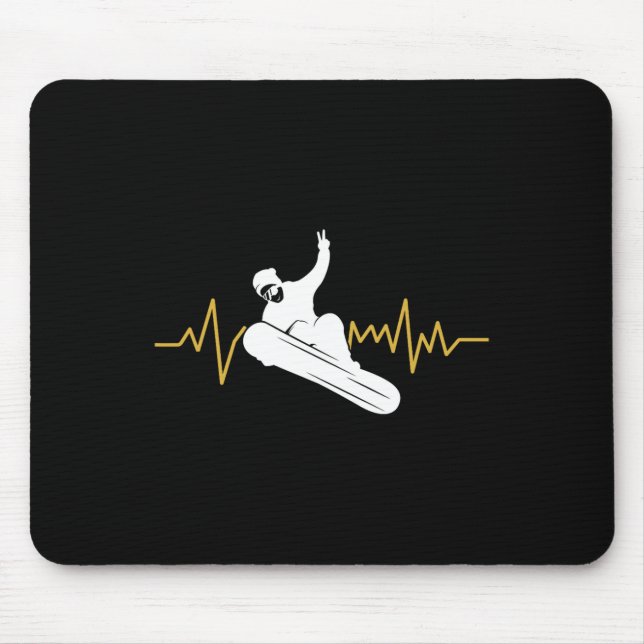 Snowboard Heartbeat Ekg Snowboard 1 Mousepad (Vorne)